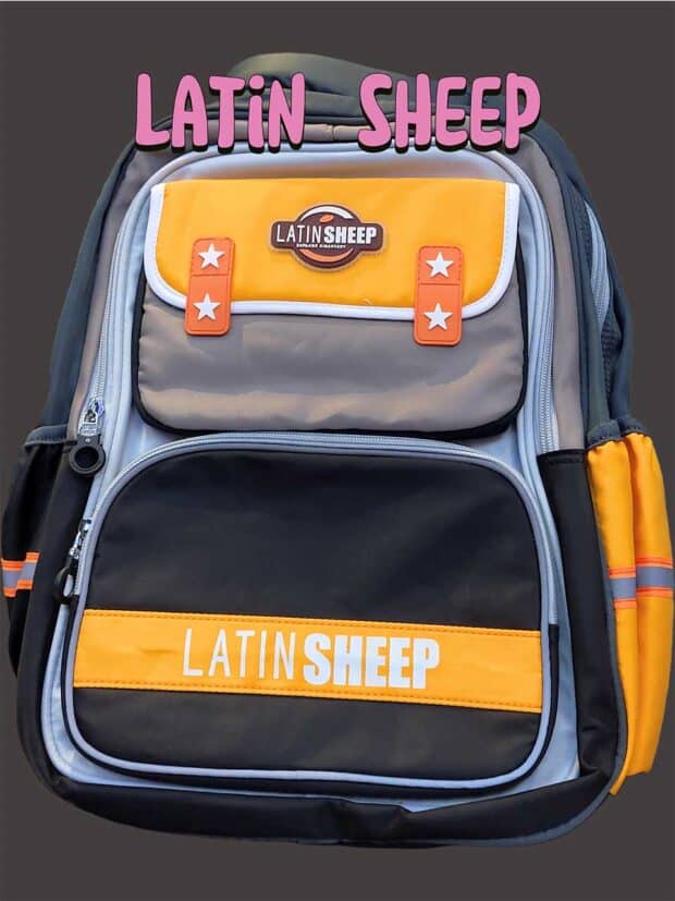 Original China Latin Sheep School Bag Black Orange Color