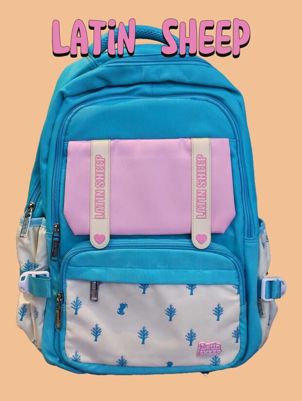 Original China Latin Sheep School Bag Blue Pink Color